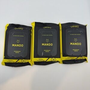 Mando Deodorant Wipes 3 PACK 24 Hour Odor Control Whole Body SEALED